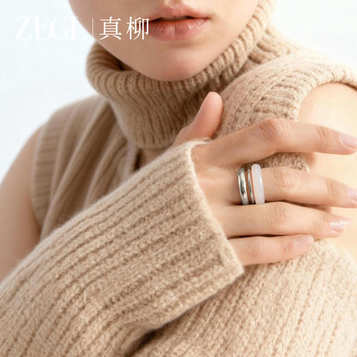 ZEGL半山水系列红玛瑙戒指小众设计白玉髓素戒轻奢高级感秋冬指环 商品图2