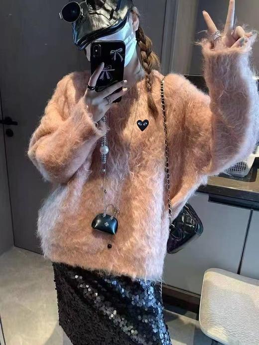 F010758温柔慵懒宽松落肩羊毛圈圈毛绒针织毛衣 商品图10