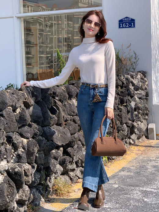 【百图lulu定制】【摩登喇叭裤】新疆长绒棉  弹力 牛仔喇叭裤 商品图7