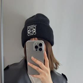 老罗lowe经典兔毛针织冷帽毛线帽