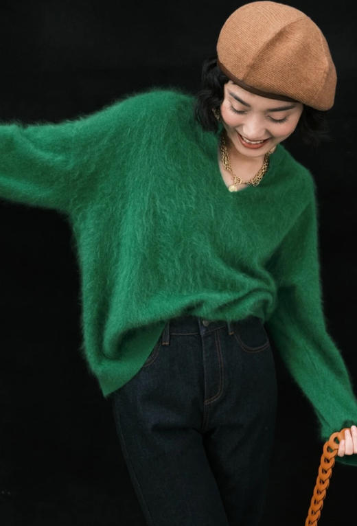 慵懒剪刀领无缝一体机9.3山羊绒+90.7绵羊毛高奢毛衣 商品图7