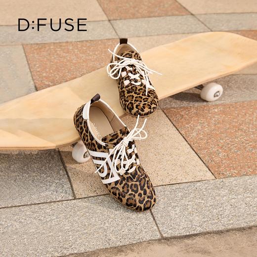 Dfuse迪芙斯2026春季新款豹纹马毛真皮薄底轻便德训鞋豆豆鞋DFE1112086 商品图5
