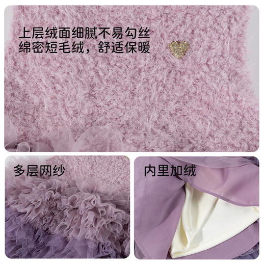 迪士尼（Disney）女童长袖连衣裙梦幻甜心公主柔软亲肤保暖加绒新年拜年服26年新款ZD1FQ006 商品图11