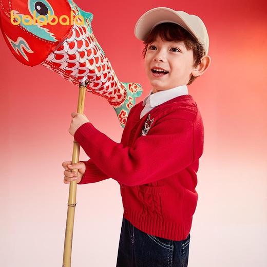 巴拉巴拉童装儿童毛衫男童春装新年绞花针织开衫精致绣花拜年服 商品图2