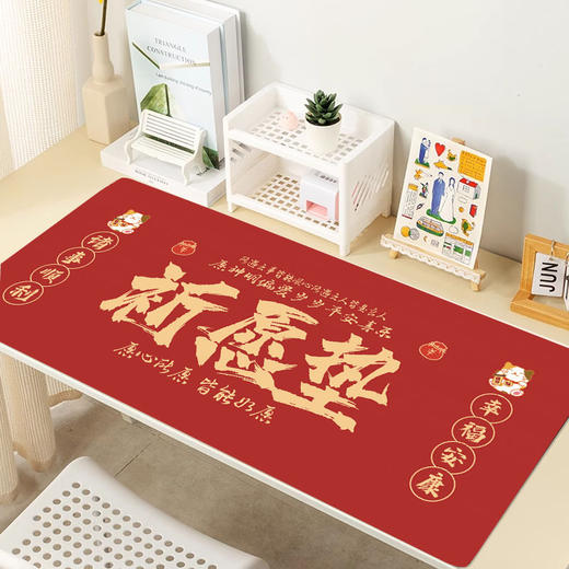 【纳福接运❗️古风文字创意垫】好寓意，新年新气象，福气多多！新年马年动画鼠标垫发财文字键盘垫加大加厚锁边大号办公 商品图2