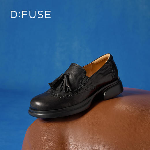 Dfuse迪芙斯2026春季新款复古流苏英伦风深口女鞋休闲乐福鞋深口单鞋DFE1112115 商品图6