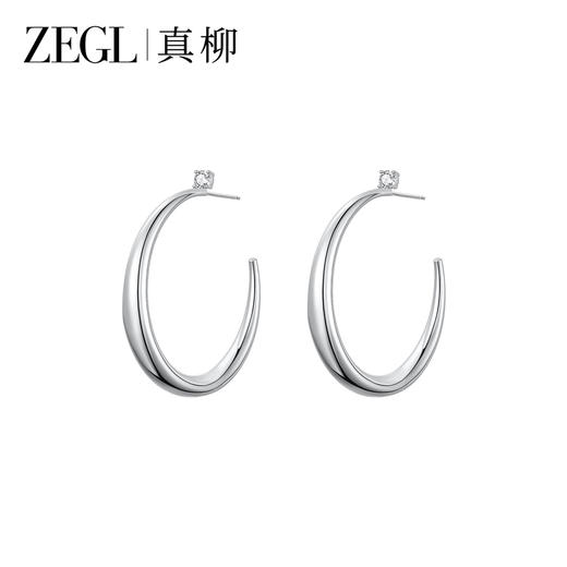 ZEGL法式素圈耳环方圆脸C形气质耳钉女简约大气百搭爆款耳圈耳饰 商品图2
