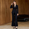 IWY/高级感藏蓝色西装套装女商务风气质通勤职业装微喇裤两件套WCP377 商品缩略图3