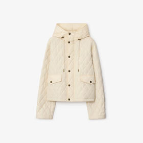 BURBERRY 巴宝莉 女士马术骑士设计标签短款绗缝尼龙连帽棉服 米色 8110327 C1740