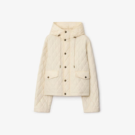 BURBERRY 巴宝莉 女士马术骑士设计标签短款绗缝尼龙连帽棉服 米色 8110327 C1740 商品图0