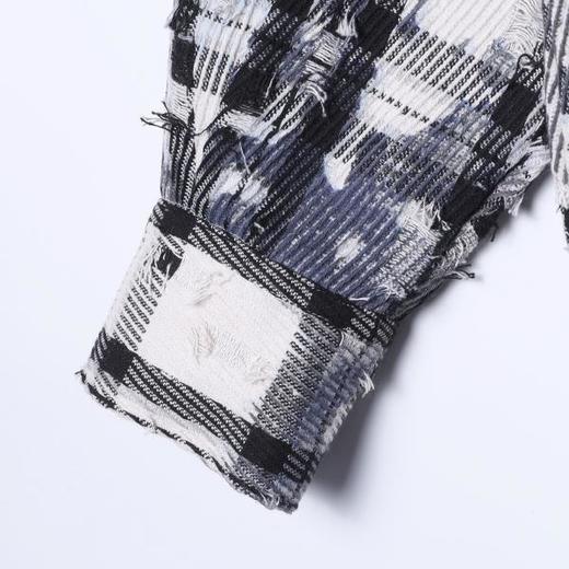 31017SDSA秋冬新款痞帅男装韩版磨破撞色格纹格子翻领长袖衬衫百搭时尚 商品图4