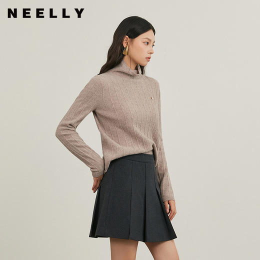 NEELLY纳俪商场同款冬新款高领长袖打底针织衫女亲肤修身显瘦毛衣N25114A04573 商品图0