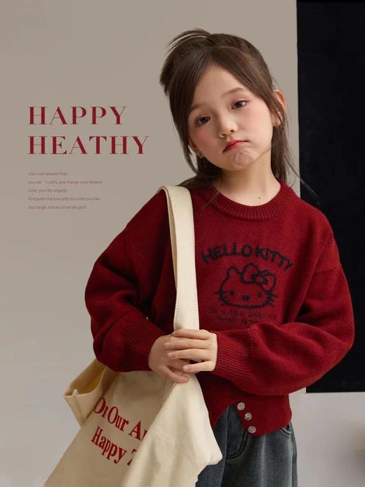 STT新年穿搭❗️【招cai猫】我的本命年限定新年氛围感毛衣❗️KT太懂少女心了，定制复古新年红，红色温柔又可爱，软糯亲肤，懒人穿搭 商品图3
