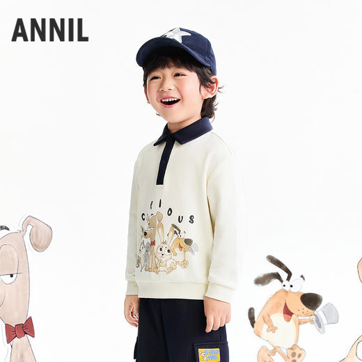 【实体店同款】男童翻领针织卫衣春季新款安奈儿童装XB611064 商品图1