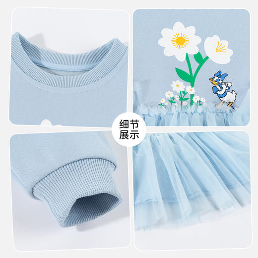 迪士尼（Disney）女童长袖连衣裙甜美休闲外穿拼接卫衣网纱连衣裙2026春季新款裙装ZD1FQ003 商品图7