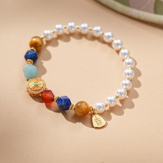 【锦愿·敦煌贝珠手串】敦煌福泽小众设计款青金石贝珠手串 敦煌风虎眼石手饰 商品图7