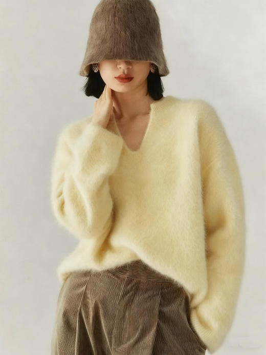 慵懒剪刀领无缝一体机9.3山羊绒+90.7绵羊毛高奢毛衣 商品图8