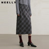 NEELLY纳俪商场同款冬新款复古格纹通勤半身裙女后开叉百搭针织裙N25114E04562 商品缩略图0