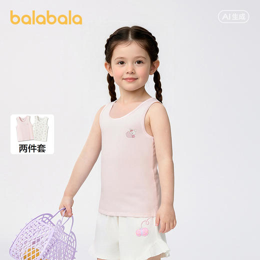 【商场同款】巴拉巴拉儿童背心女童宝宝中童打底舒适无袖两件装 商品图0