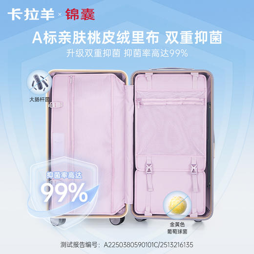 【镜面大平框铝框】卡拉羊锦囊承重抗压榫卯铝框箱鎏金板材防刮抗摔小香风行李箱CN8423 商品图3