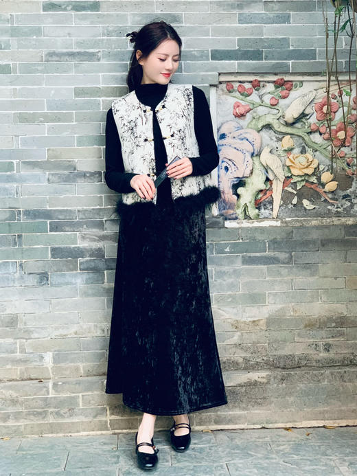 【百图lulu定制】【墨染鱼尾裙】新中式 水墨提花 加绒 鱼尾半裙 商品图12