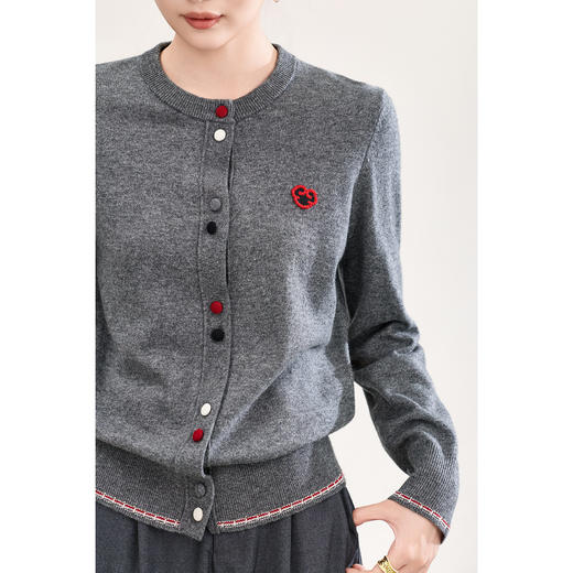 「高货wl」全新升级【铂金会员275/天猫369/差价94】(10739)洛诗琳气质纯羊毛开衫2026春季新款彩色纽扣针织外套女 商品图0