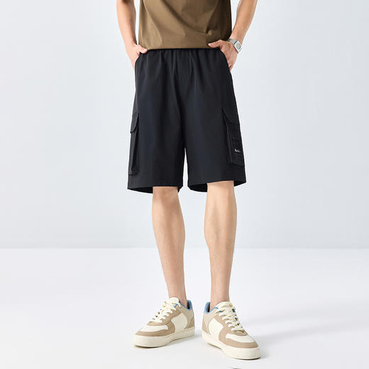 GXG男装【工装口袋】25夏季时尚松紧腰系绳男式宽松休闲五分短裤K&C 商品图1