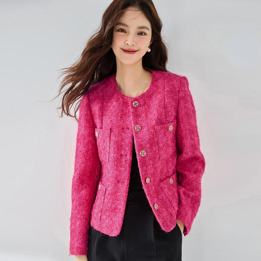 「高货sh」全新升级【铂金会员422/天猫569/差价147】(14115)洛诗琳气质小香风外套2026春季新款小圆领羊毛编织短外套 商品图3