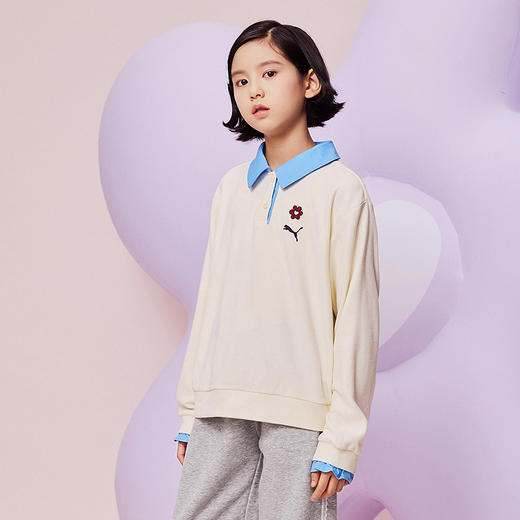 PUMA彪马官方正品 新款儿童女童秋冬长袖T恤翻领设计时尚有型 商品图3