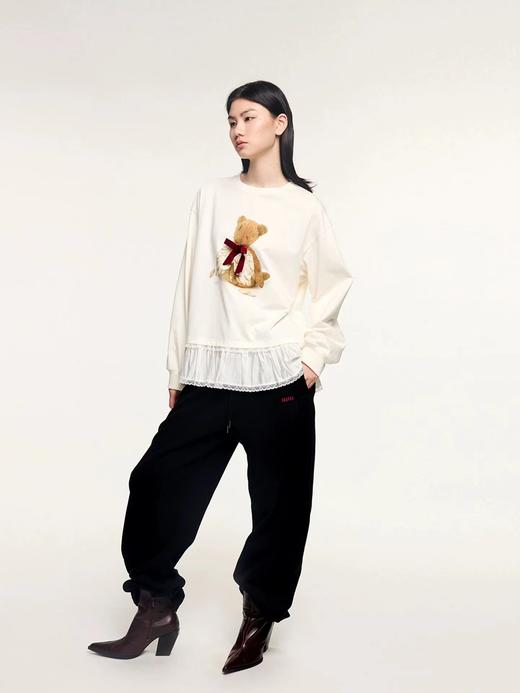 F010743新款「伤心小熊」可脱卸蝴蝶结拼接下摆长袖T恤 商品图5