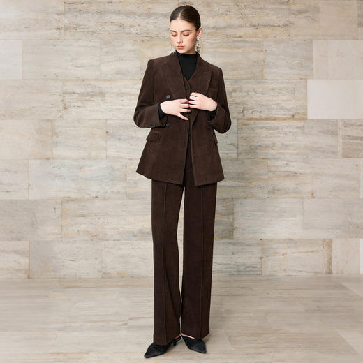 IWY/勃艮第红色双排扣西装套装女秋冬收腰显瘦职业装高级感商务通勤三件套WCPV379 商品图2