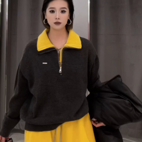 NC撞色双层拉链立领毛织衫51107（灰）冬季 954120040321