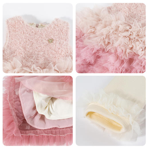 迪士尼（Disney）女童长袖连衣裙梦幻甜心公主柔软亲肤保暖加绒新年拜年服26年新款ZD1FQ006 商品图7