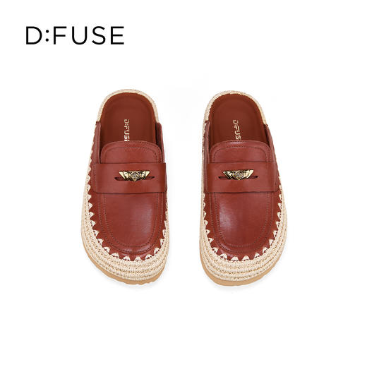 Dfuse迪芙斯2026春季新款包头编制手工感麻线鞋底穆勒拖鞋半包头拖鞋女鞋DFE1110074 商品图10