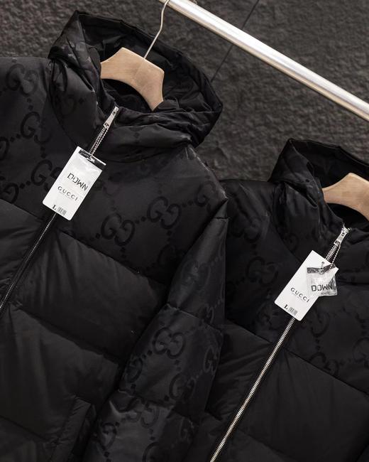 F010763老花满印拼接男女同款蓬松连帽羽绒服 商品图3