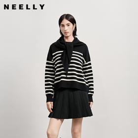 NEELLY纳俪商场同款冬季新款条纹休闲通勤针织衫女亲肤时髦上衣N25112A01123
