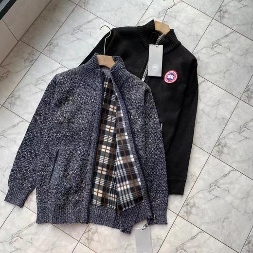 F010746新款简约大方男士黑标立领加绒针织开衫 商品图1