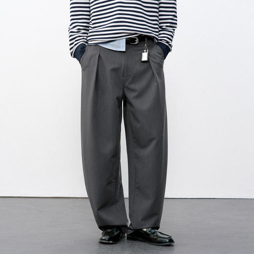 714street立体A字廓形双层褶弯刀西裤男2026春季宽松cleanfit长裤 商品图0