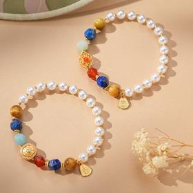 【锦愿·敦煌贝珠手串】敦煌福泽小众设计款青金石贝珠手串 敦煌风虎眼石手饰