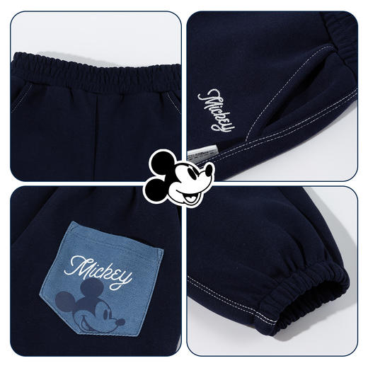 迪士尼（Disney）童装男童束脚长裤复古米奇印花休闲运动宽松卫裤2026春季新款裤子ZD1FK020 商品图6