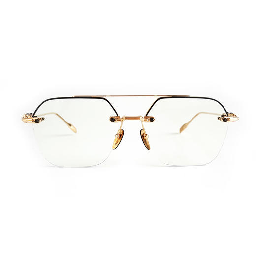 【98新闲置】Chrome hearts克罗心金色拼黑色双梁飞行员款FLUID尼康防蓝光平光眼镜58-18-147中性款 040126NJT06 商品图0