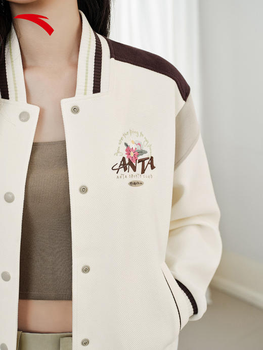 安踏美式复古棒球服夹克女士冬季新款宽松休闲外套上衣162618714S 商品图2