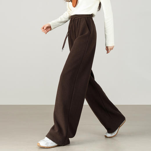 【1/21新品】熙世界加绒裤子女外穿加厚糯米裤阔腿长裤2025冬季今年流行梧桐裤 商品图4