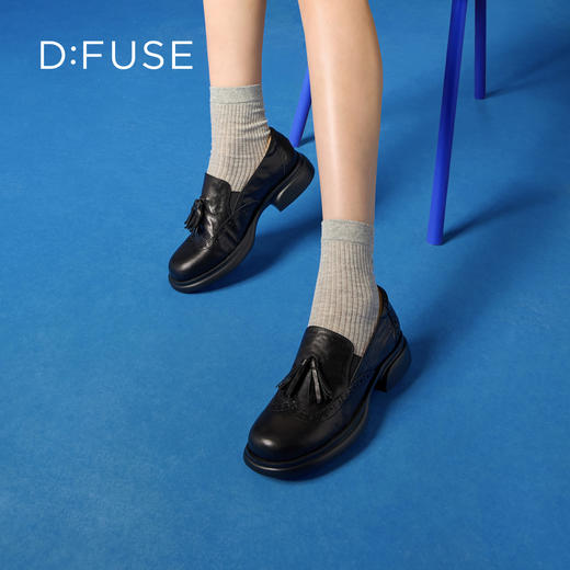 Dfuse迪芙斯2026春季新款复古流苏英伦风深口女鞋休闲乐福鞋深口单鞋DFE1112115 商品图3
