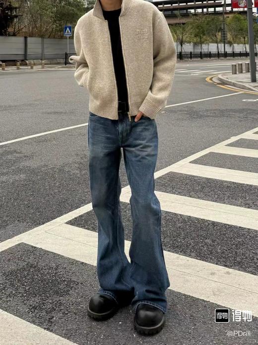 F010706新款2025暖色LOGO贴布绣羊毛翻领拉链长袖开衫外套 商品图4