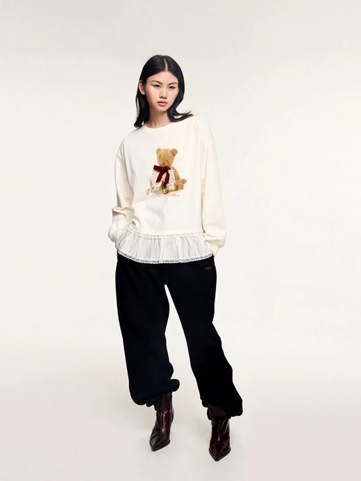 F010743新款「伤心小熊」可脱卸蝴蝶结拼接下摆长袖T恤 商品图8
