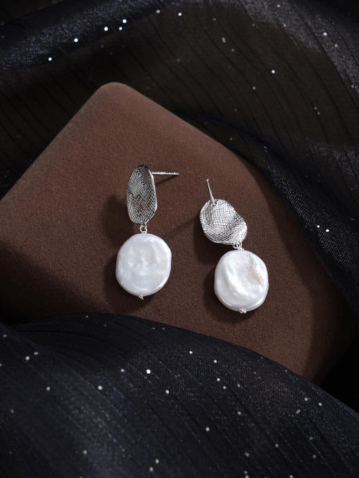 子佩集【沧海月华】银S925珍珠惜王妃耳钉【SPE0550001】13*16mm珠巴洛克扁珠2601 商品图7