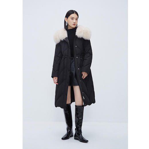 NEELLY纳俪商场同款冬新款狐狸毛领羽绒服气质收腰中长款羽绒大衣N25114L04614 商品图2