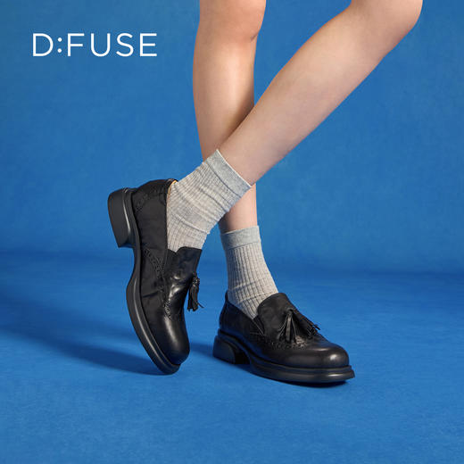 Dfuse迪芙斯2026春季新款复古流苏英伦风深口女鞋休闲乐福鞋深口单鞋DFE1112115 商品图1