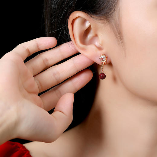 【好运加马】纯银朱砂生肖马年独角兽耳饰【JHY-E001206M】 商品图2